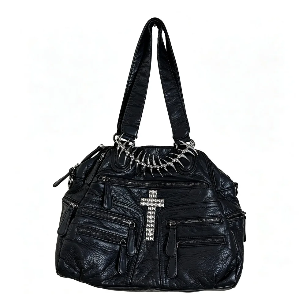 

Large Capacity Shoulder Bag Original Crossbody Bag Cross Locomotive Bag Black Multi-pocket Portable Leisure Commuter Bags