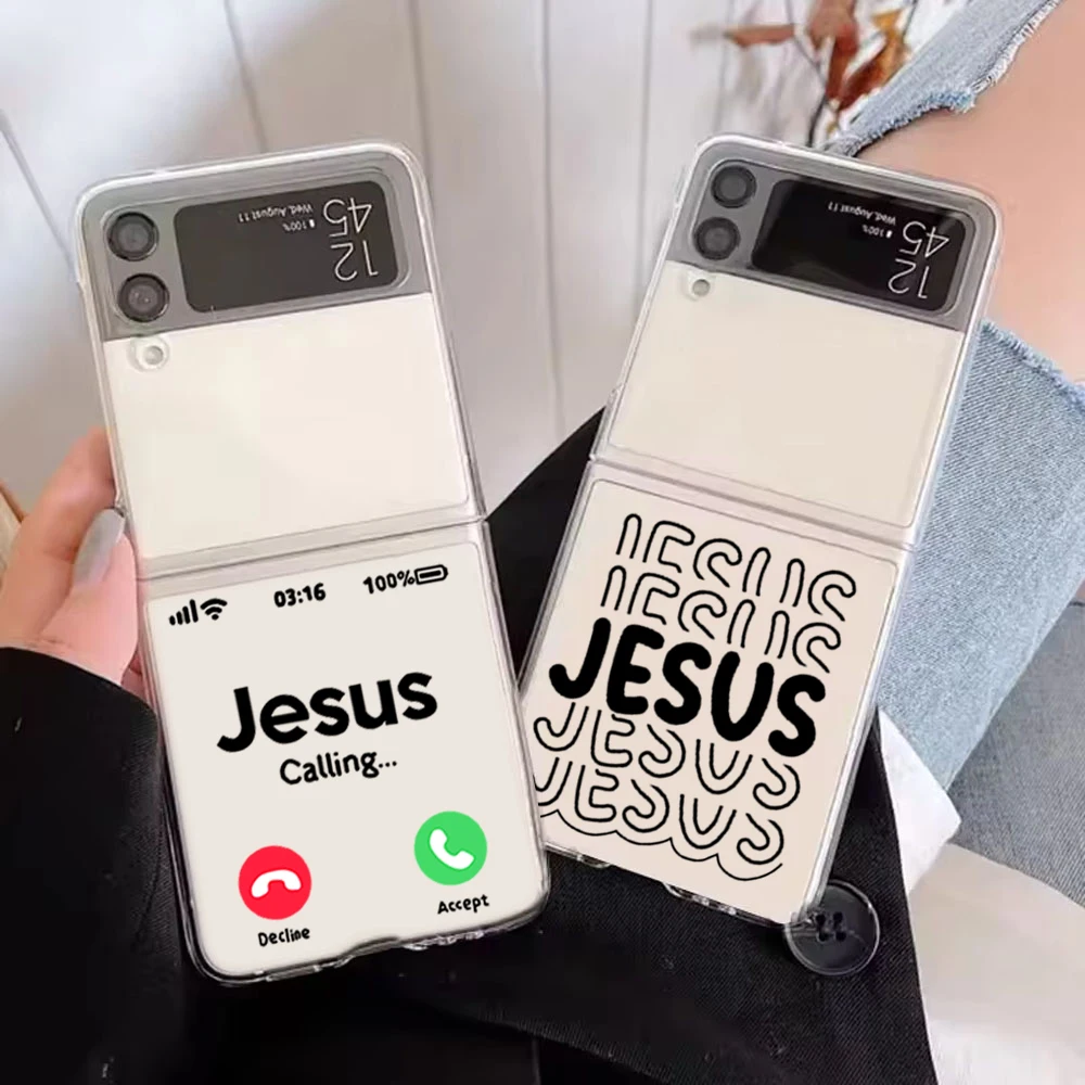 

Faith Christian Religious Jesus Phone Case for Samsung Galaxy Z Flip 6 ZFlip 5 Clear Hard Cover for Samsung ZFlip4 ZFlip3 Fundas