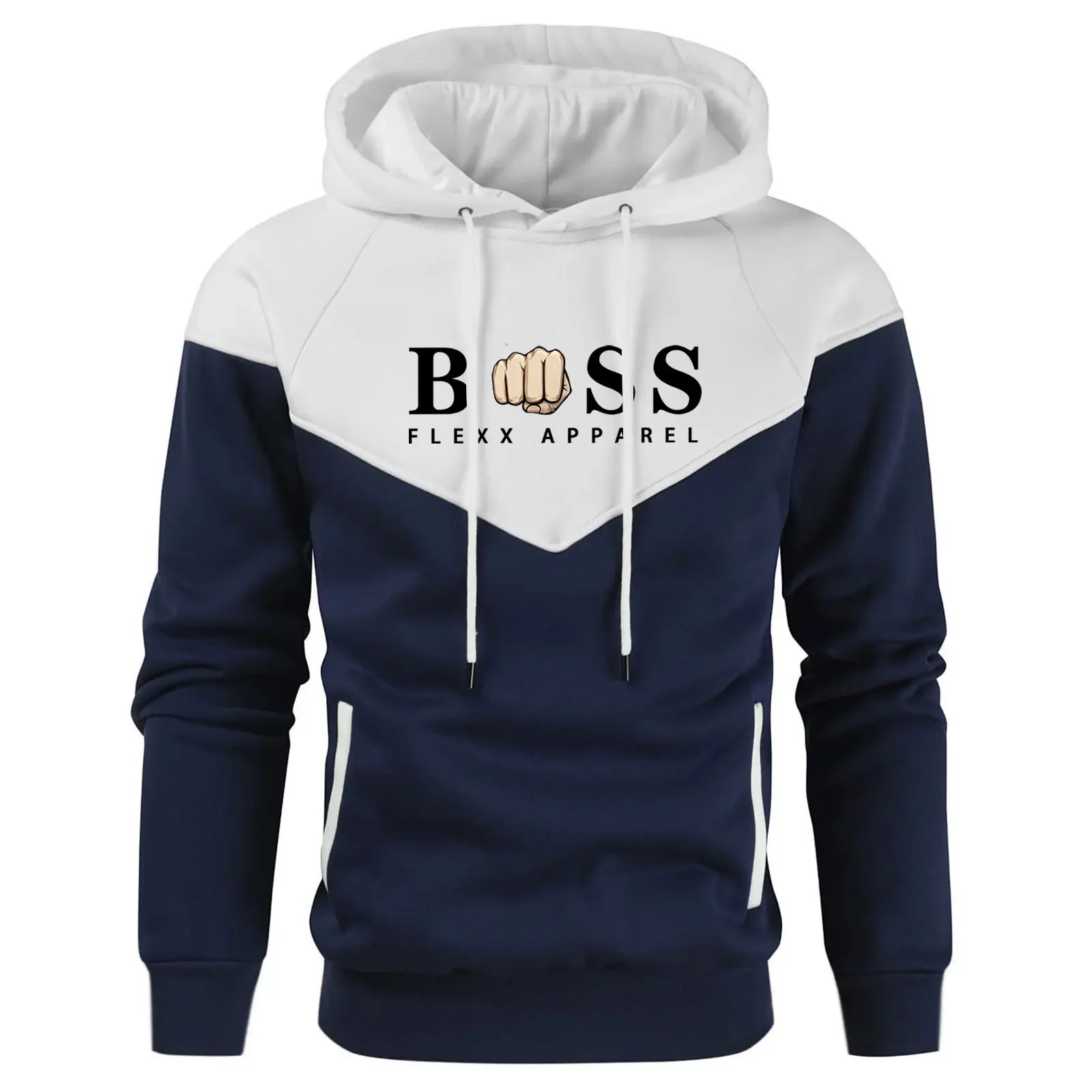 

New Men's Hoodie Autumn And Winter Plus Cashmere Matching Color Street Casual Hoodie & Sweatshirt Printed Fashion Men's Clothing