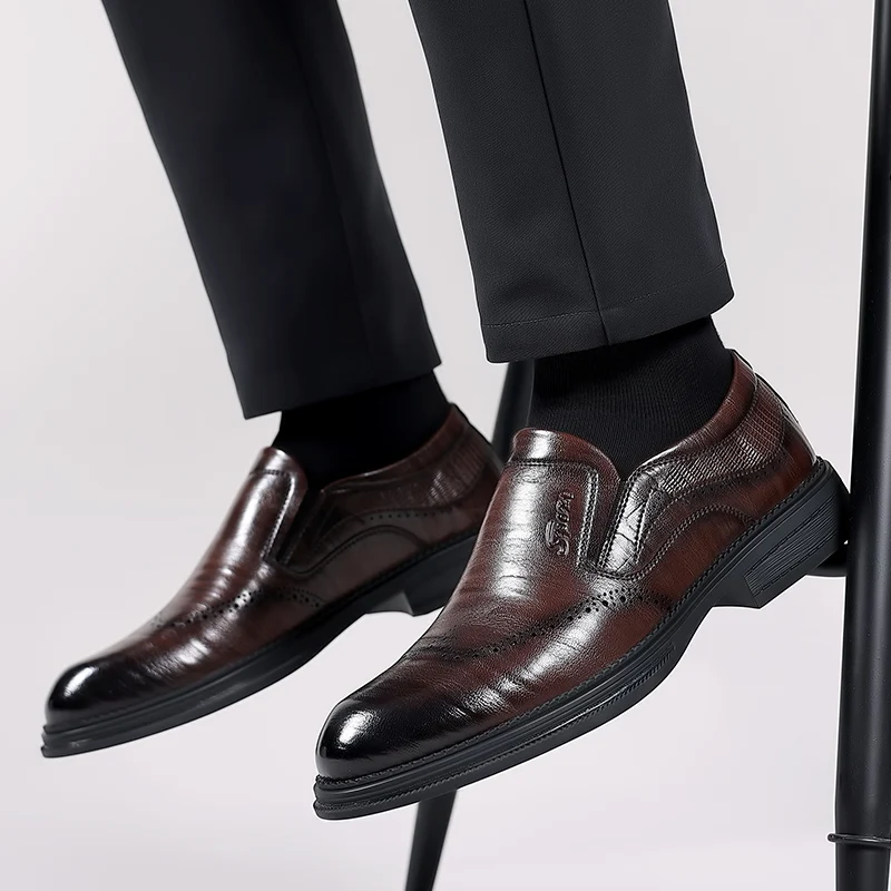 

Мужские повседневные лоферы без шнуровки, кожаные нескользящие офисные рабочие туфли, модные кроссовки, мужские удобные деловые туфли, мужские туфли