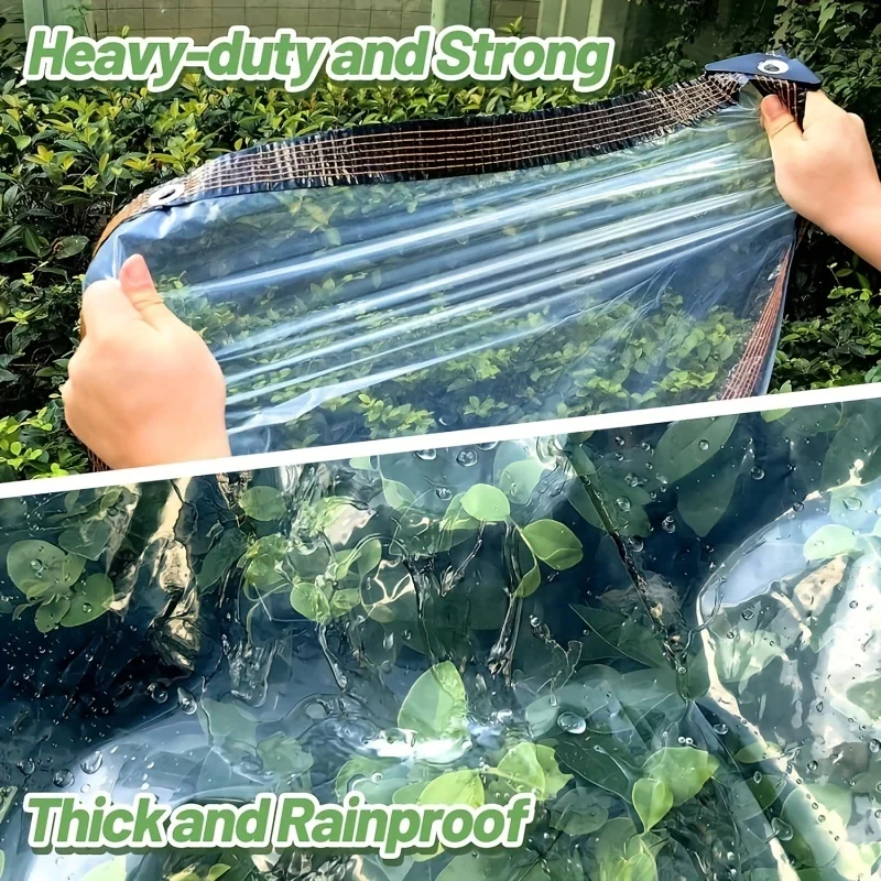 Waterproof Transparent Tarpaulin Sealing Ring, Courtyard Sun and Rain Shelter, Outdoor Camping Canopy, Garden Plant Cold-Proof and Warm Cover, Lightweight and Easy to Fold