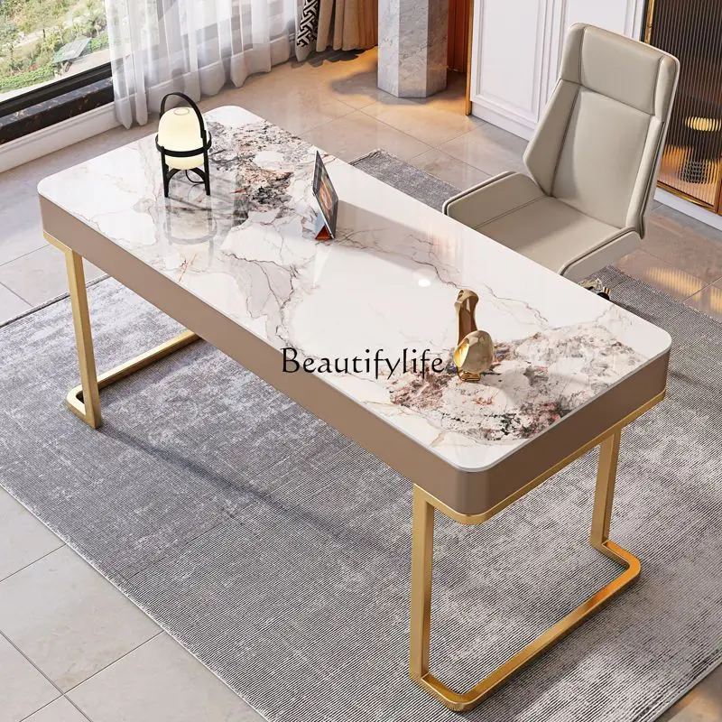 

Light Luxury Rock Board Desk Table Modern Minimalist High-end Italian Minimalist Computer Office Desk