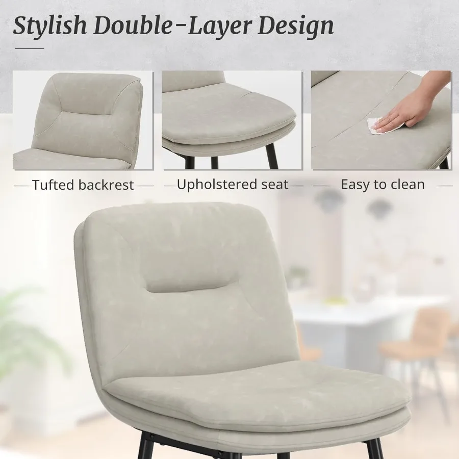 Sgabelli da bar Set di 3 sgabelli da bar imbottiti ad altezza bancone a doppio strato per sgabelli da bar in ecopelle con schienale e F