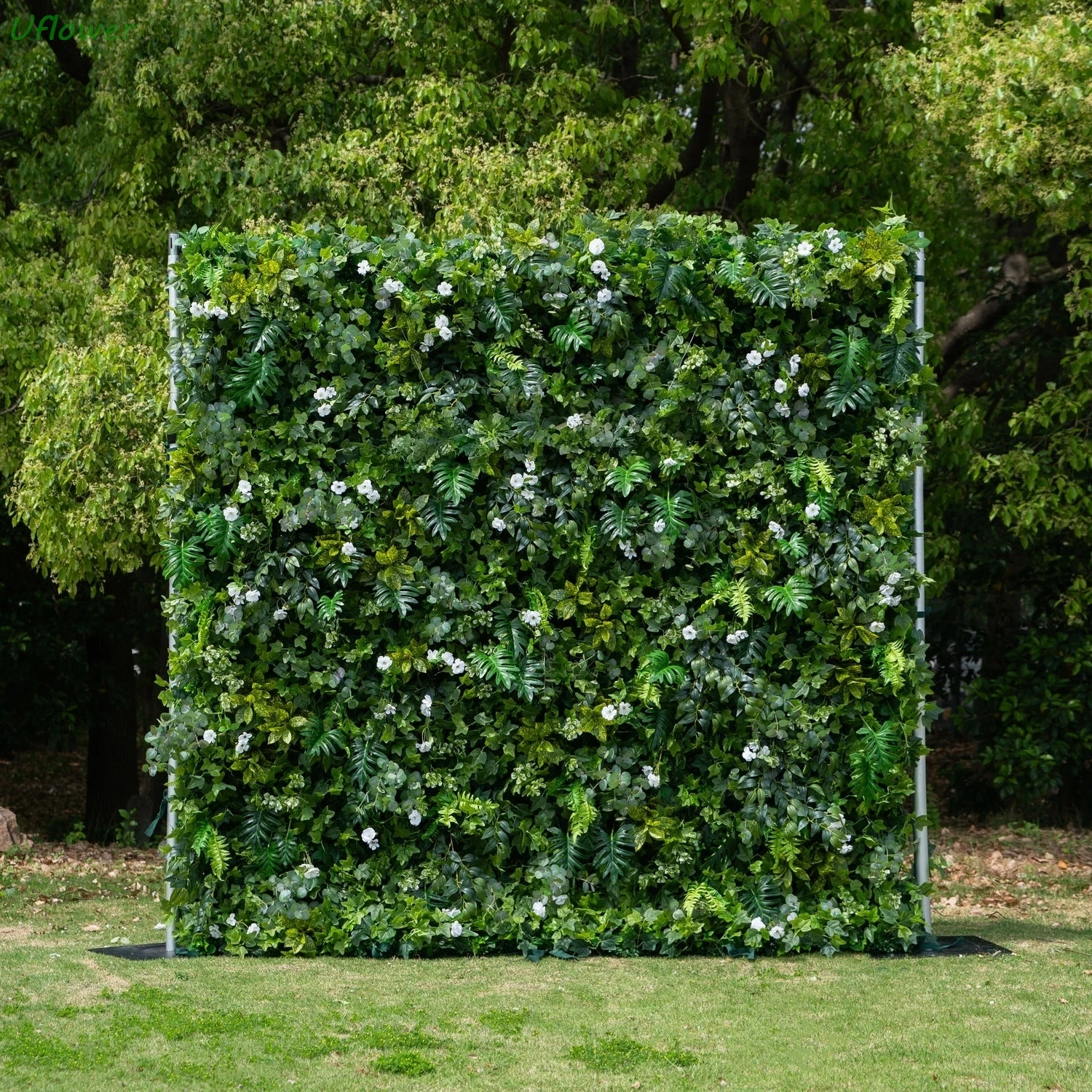 ستارة زينة على شكل زهرة صناعية على شكل زهرة من Uflower مع أوراق خضراء من القماش على شكل زهور لزينة حفلات الزفاف