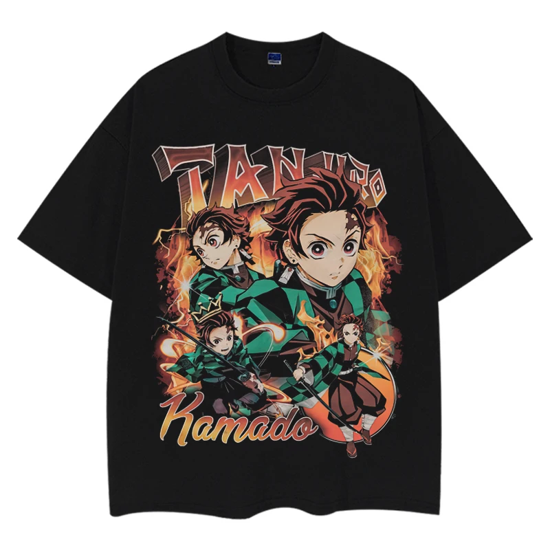 

Ghost Exterminating Blade-270g Animation Pattern Printed T-Shirt Summer Loose Street Trend Brand Men's and Women's Short Sleeves