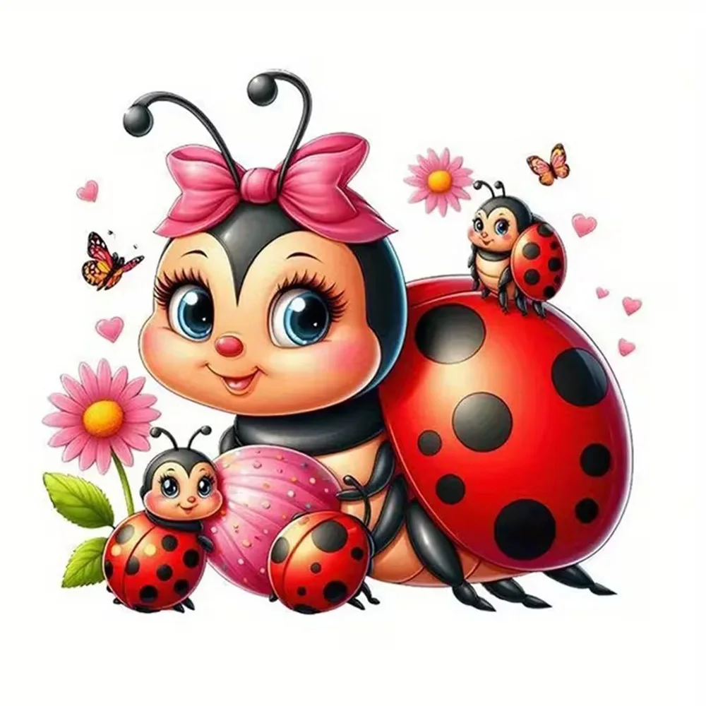 Ladybug Mom with Pink Flower Sticker, Vinyl Car Decals for Windows, Bumper, Exterior Decorative Accessories, Blocking Scratches