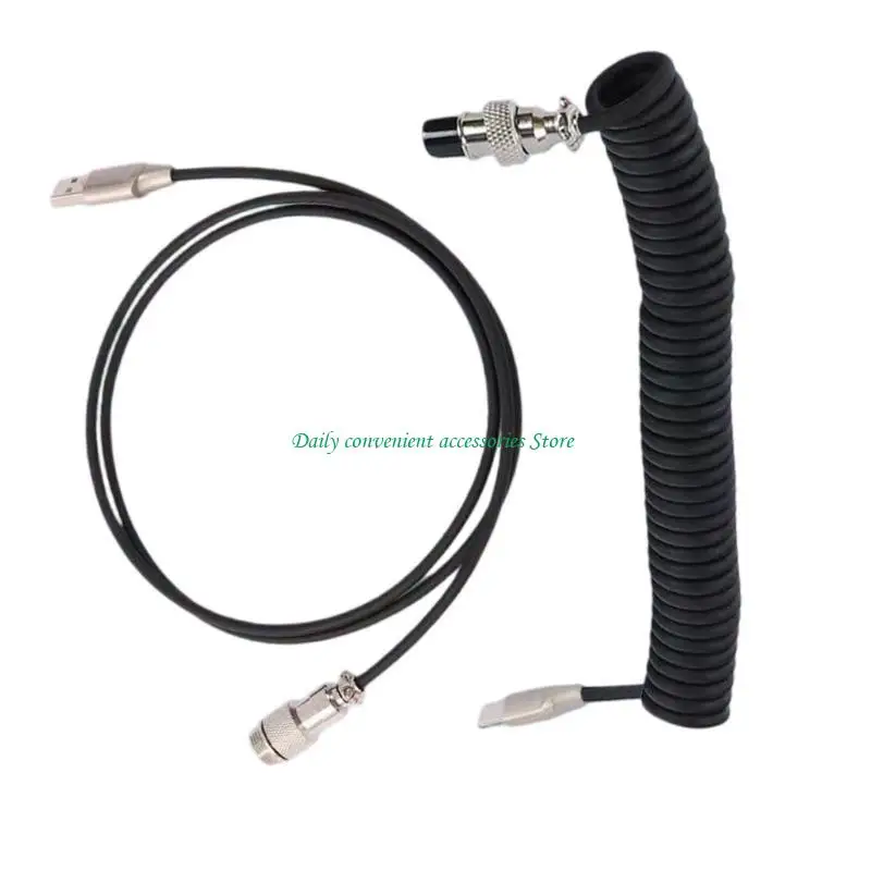 

97QB Mechanical Keyboards Coiled Cable Wire Type C USB Port Aviators Coiling Cable Desktop Computer Gaming Keyboards Accessories
