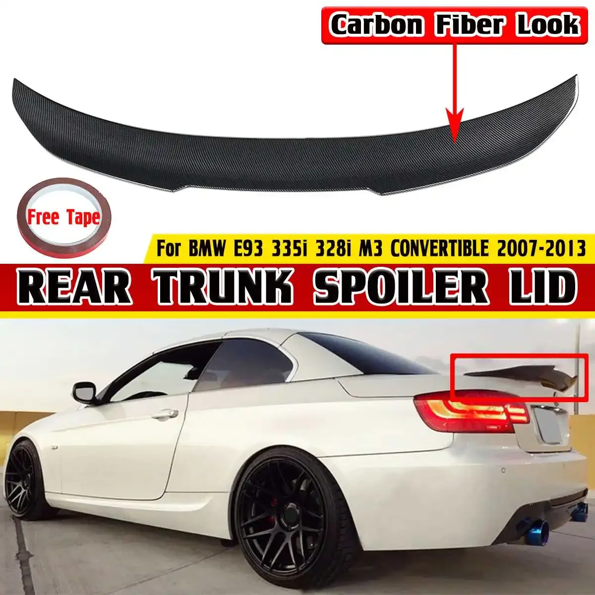 

ABS PSM Style Car Rear Trunk Boot Lip Spoiler Trunk Spoiler Boot Wing For BMW E93 335i 328i M3 CONVERTIBLE 2007-2013 Body Kit