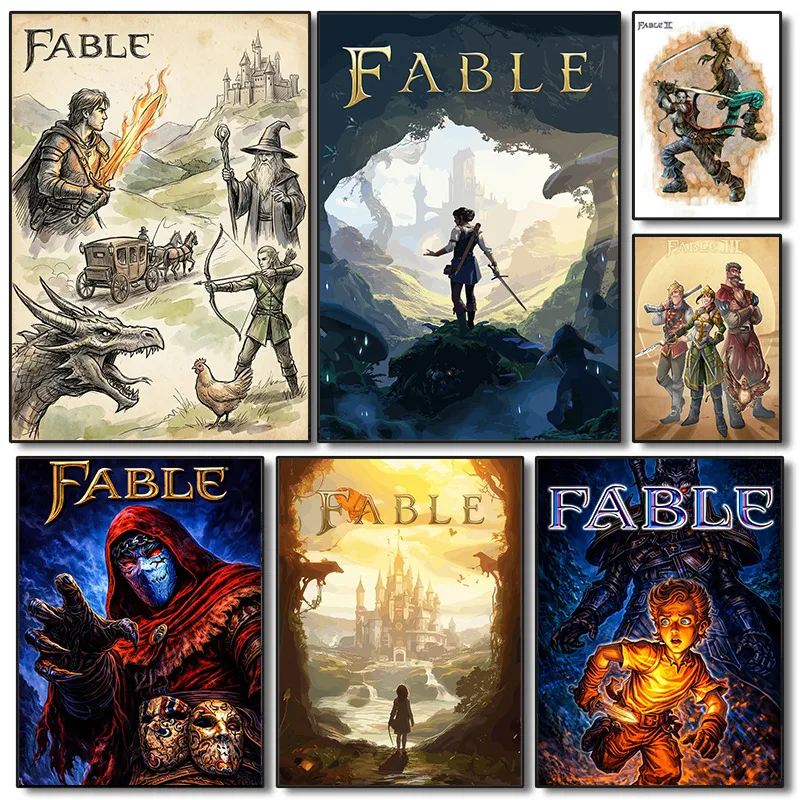 Pósteres de la serie Fable de juegos clásicos, impresiones de juegos ARPG clásicos, pintura en lienzo, imágenes artísticas de pared de Fable, decoración para el hogar y la habitación