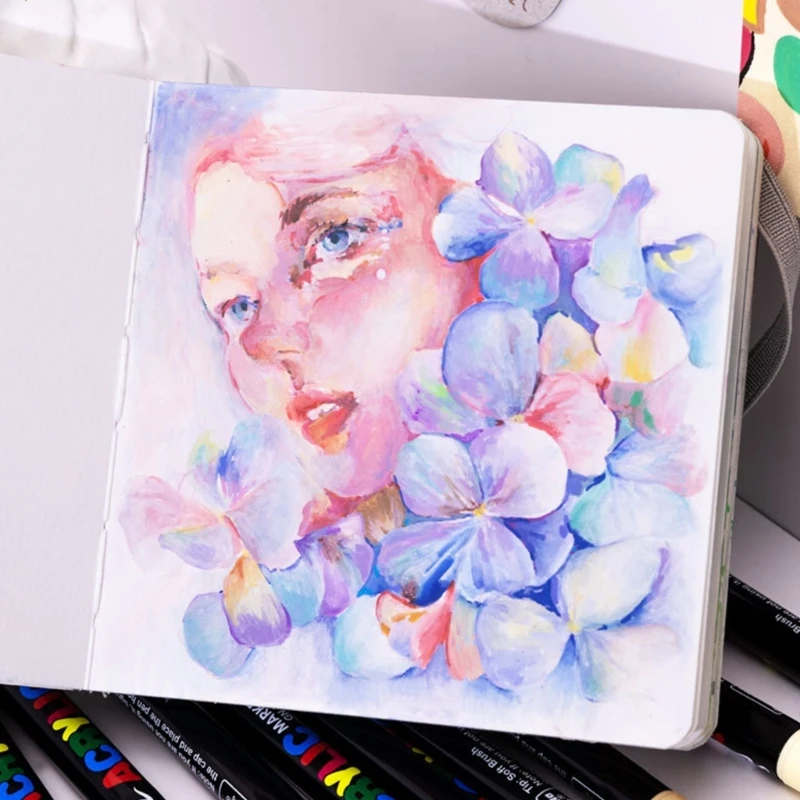 12 สีเครื่องหมายสี Soft Tip เครื่องหมายอะคริลิคสีกันน้ำปากกาอุปกรณ์ศิลปะสำหรับ Rock ภาพวาด