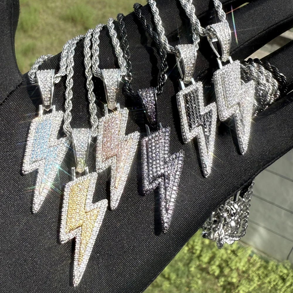 

2025 fashion two-color lightning pendant with high quality cubic zirconia necklace jewelry gift