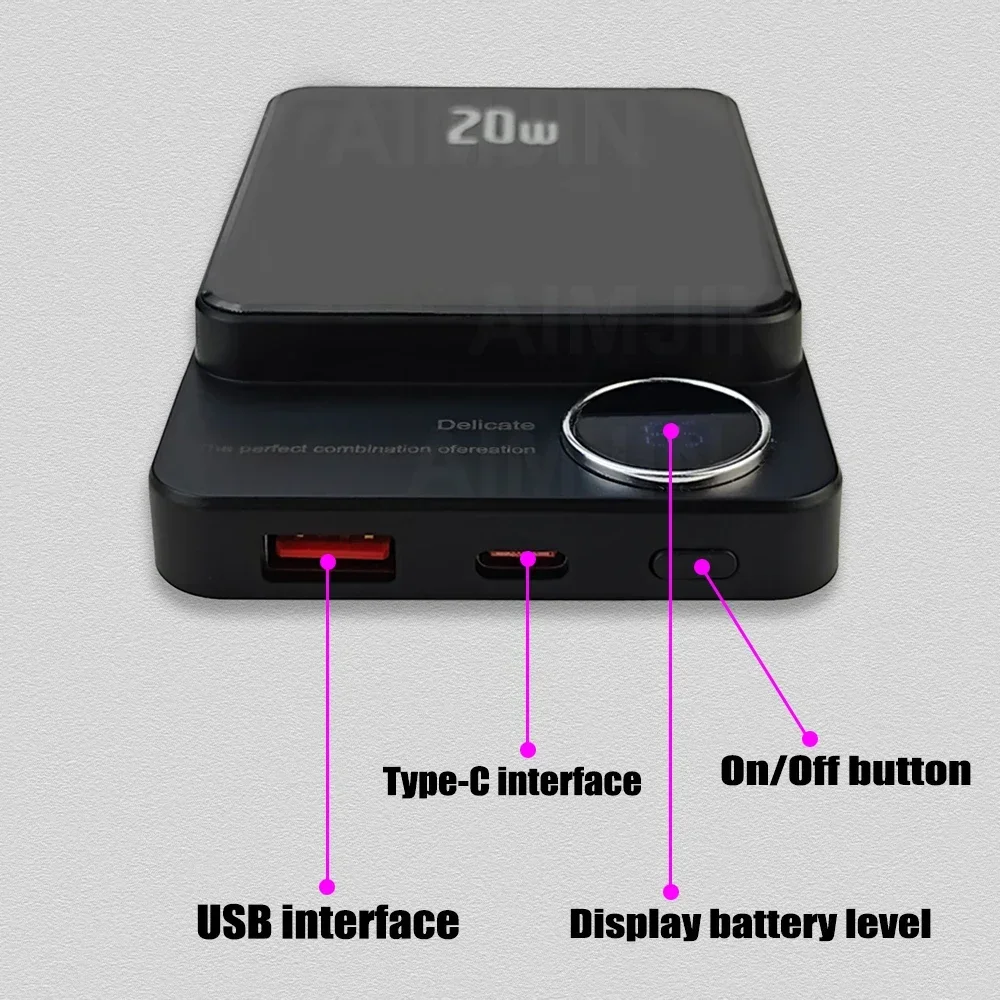 Banco de energía inalámbrico magnético Qi de 10000mah, Mini banco de energía portátil tipo C para Iphone, Samsung, Huawei, carga rápida