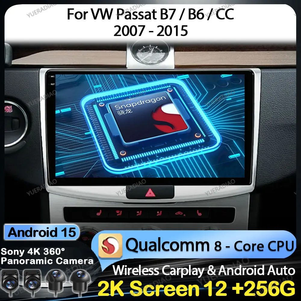 

Android 15 Car Radio For VW Volkswagen Passat B7 B6 CC 2007 2008 2009 2010 2011 2012 2013 2014 2015 Head Unit 2DIN GPS NAVI QLED