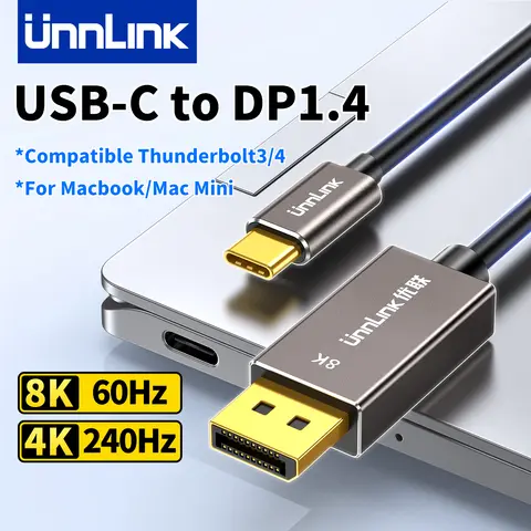 Macbook Pro/Air, Mac Mini, iPhone 15/16 के लिए USB C से DisplayPort 1.4 को अनलिंक करें, Thunderbolt 3/4 Type C से DP केबल के साथ संगत 6 best sales यूएसबी सी से डिस्प्लेपोर्ट - №1
