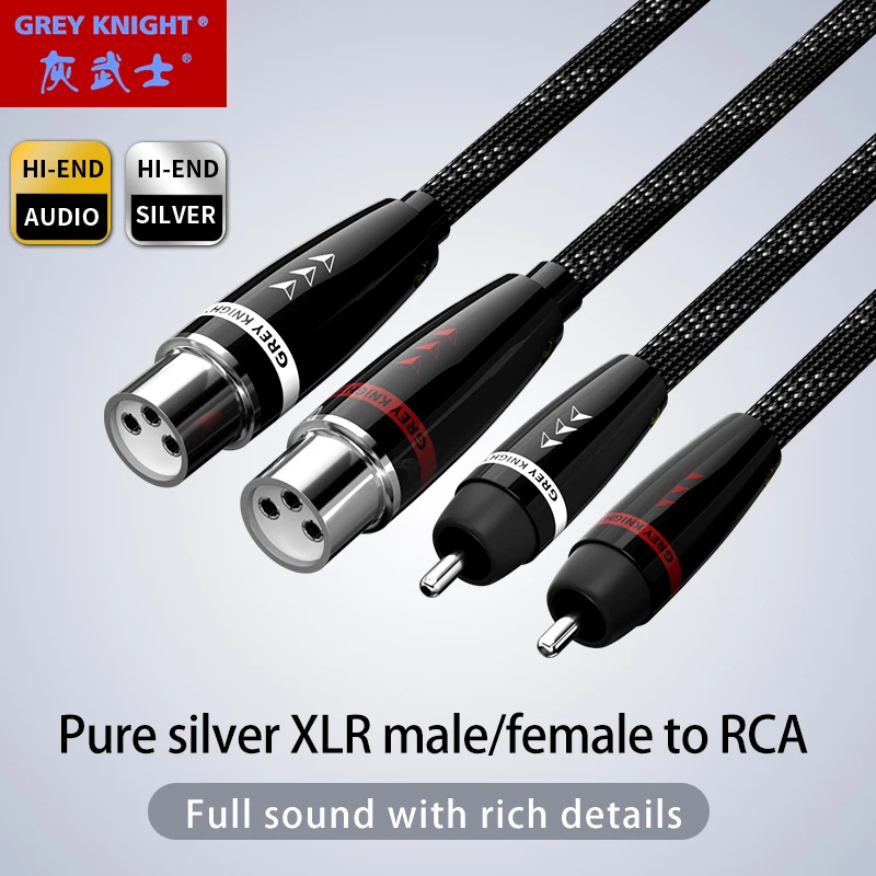 Grey Knight hifi pure silver RCA to XLR male and female audio cable amplifier CD player speaker amplifier adapter