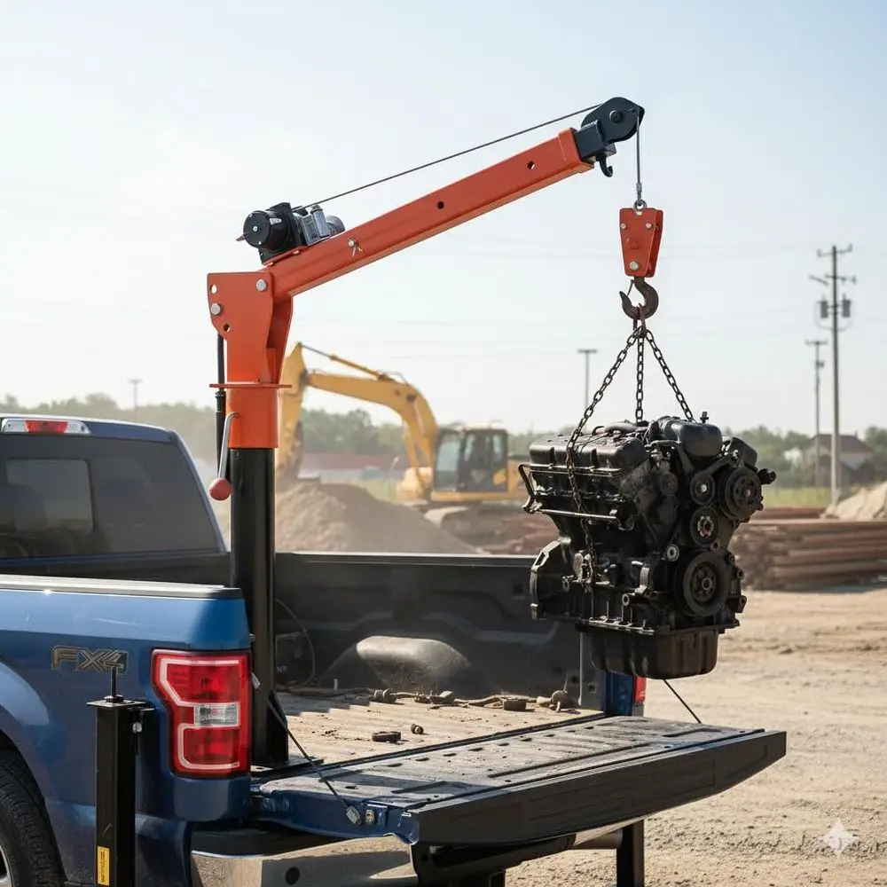 

olding Jib Cranes or Truck Bed – 2000 LBS Pickup Truck Crane with Electric Winch12V, Powered or truction & ac, 360° Swivel