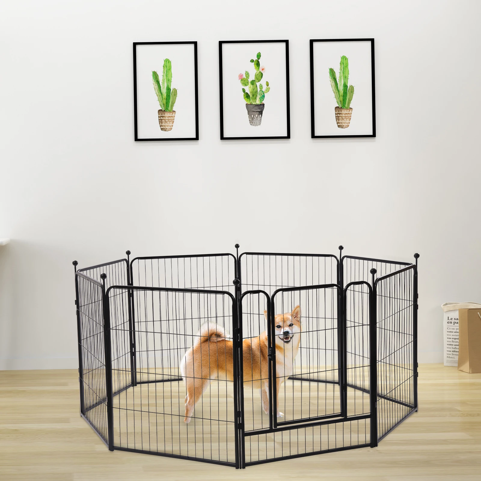 

Dog Playpen Outdoor Panels Dog Pen Dog Fence Exercise Playpen with Doors for Medium/Small Dogs, Pet Puppy Playpen for RV Camping