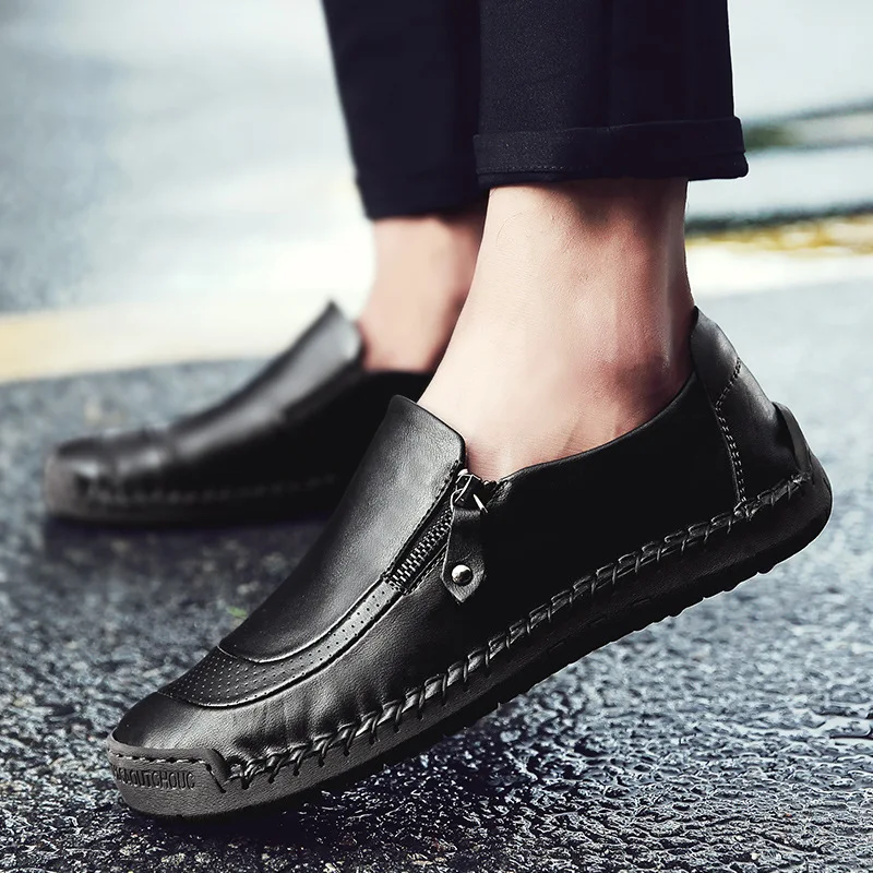 

2024 New Big Size 38-48 Men Casual Leather Soft Shoes Comfortable Male Moccasins Driving Shoes Leisure Lightweight Man Loafers