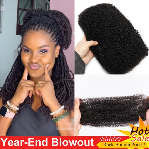 X cabello humano Afro rizado a granel 18-44 pulgadas para Mini Twist 50g mechones de cabello reparación Locs Natural negro para extensiones de rastas