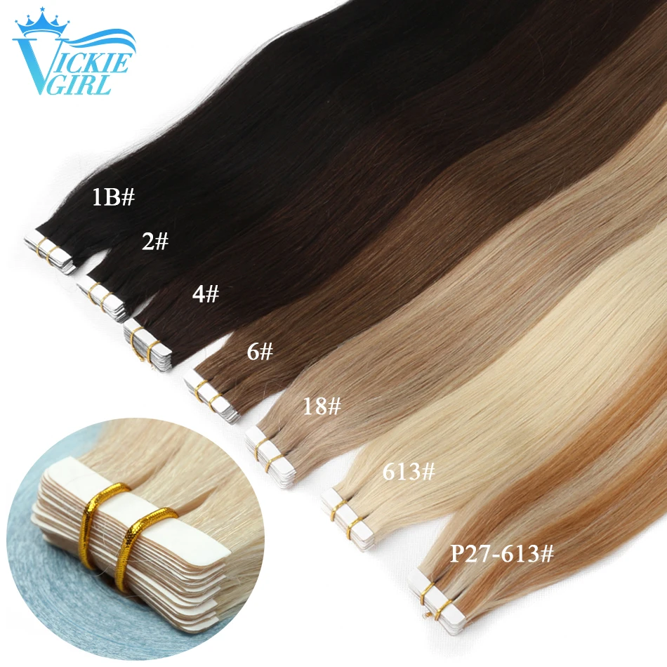 Tape in Hair Extensions Human Hair Real Natural Brazilian Remy Hair Straight Natural Skin Weft Extension For Women