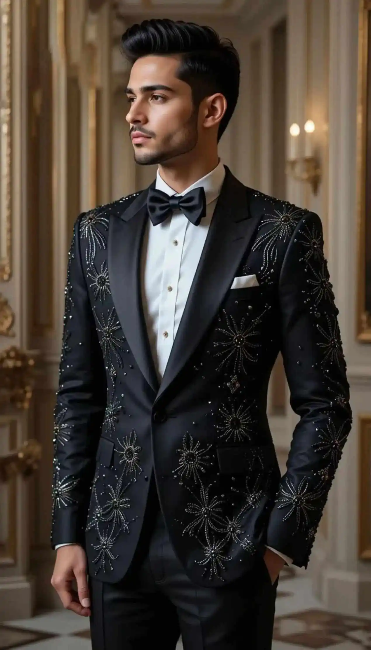 Luxus Hochzeit Männer Anzug Perlen Party Anzüge Schlank 2-teilig Mantel Hosen Maßgeschneiderte Bräutigam Smoking Formelle Anlässe Tragen Größe Angepasst