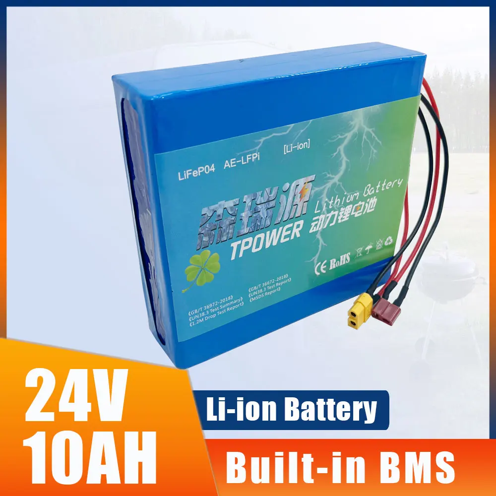 

24V 10AH Li-ion Pack Electric Bicycle Light Weight Ebike Moped Balance Scooter Lithium Polymer Battery With 29.4V 2A Charger