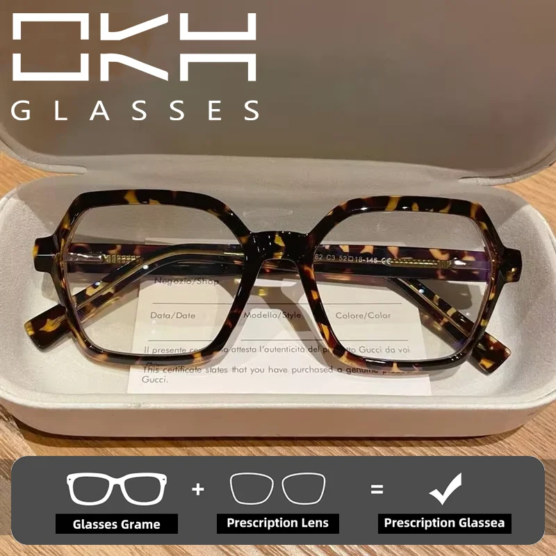 

OKH Polygonal Gradual Change Frames Blue Light Filter Reading Glasses Ladies Trend Street Style Glasses Customizable Myopia