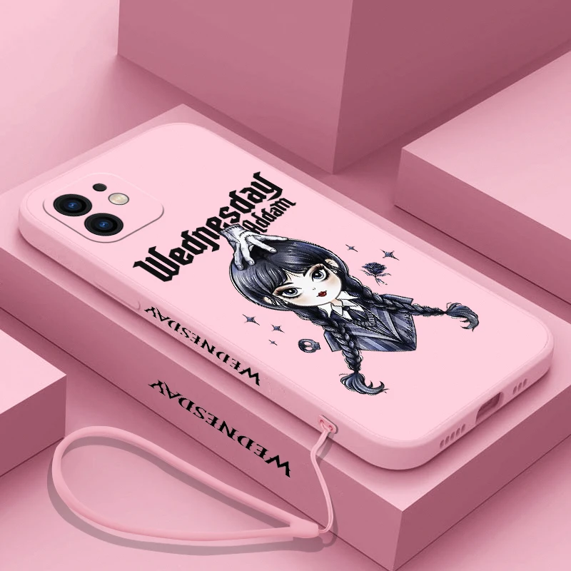 Wednesday Addam Phone Case For Samsung Galaxy S23 S22 S21 S20 Ultra Plus FE S10 4G S9 S10E Note 20 10 9 Plus With Lanyard Cover