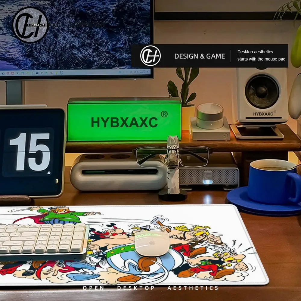 Asterix & Obelix Swimming Mouse Pad Cute HD Desk Pad Extended Gaming Keyboard Mats Large 90x40cm XXL Gamer Mousepad