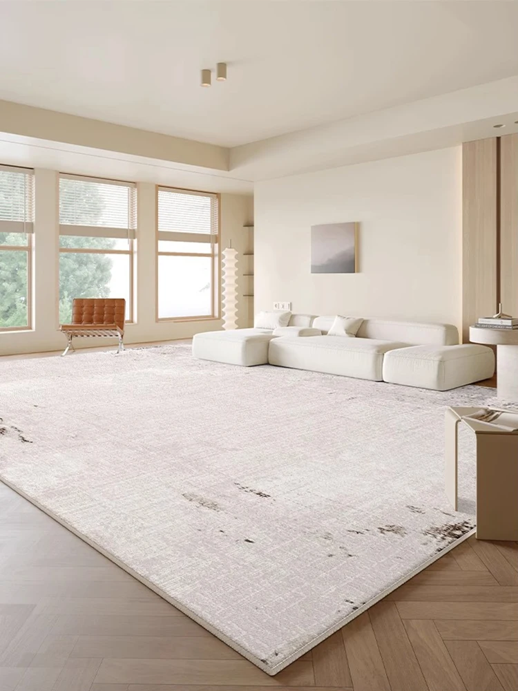 

Cream Color Living Room Carpet Light Luxury High-End Decorative Carpets Soft Comfortable Bedroom Rug Machine Washable Room Rugs