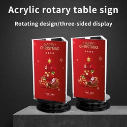 1 Pcs Acrylic High-End Menu Card Beverage Card 360 Round Bottom Rotating Display Shelf Dining Hotel Label Card Creative Design