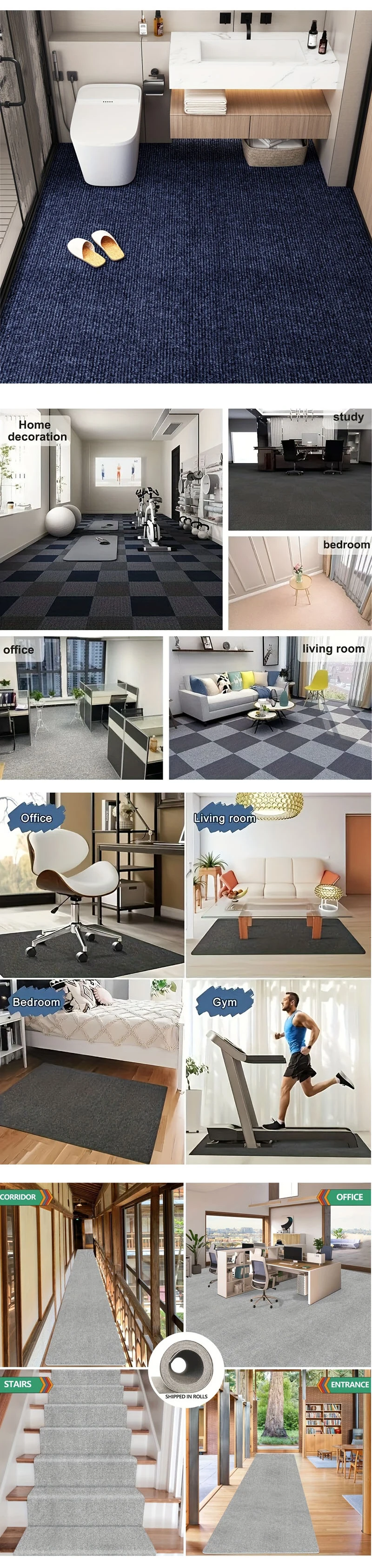 Multifunktionaler Teppich Küche Schlafzimmer Heimdekoration Selbstklebende Raumdekoration Badezimmerteppich Einfarbiger Teppich Wohnzimmer – Detail 3