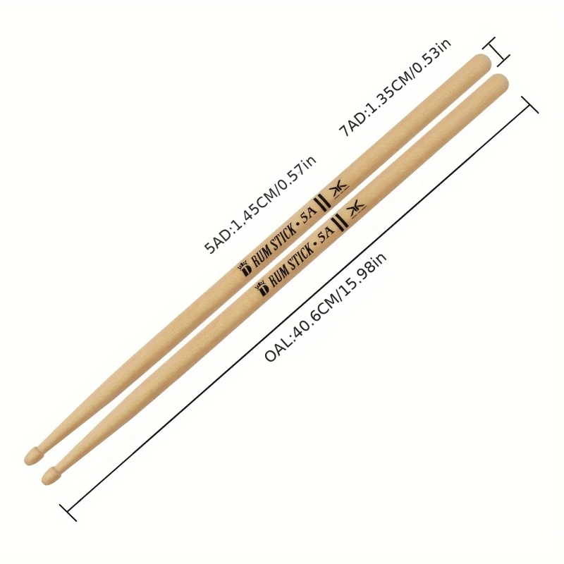 1Pair Professional Drum Sticks High Quality Hard Maple Wood Drumstick 5A Musical Instruments Percussion Accessories For Beginner