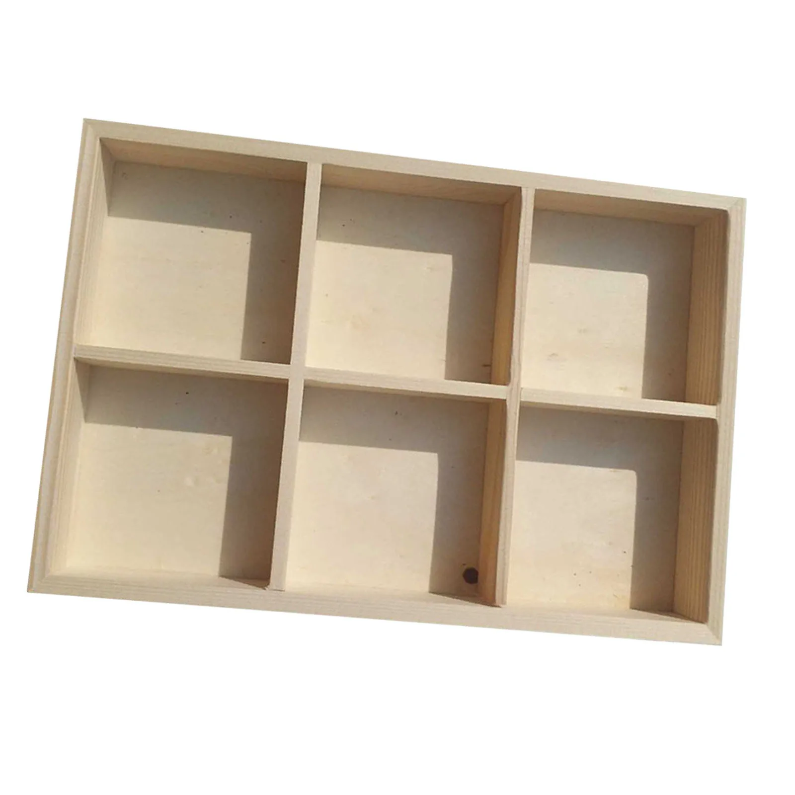 

1pc Wooden Pigment Box Wooden Pigment Container 6-Grid Organizer For Painting Sticks Art Supplies Container Case Tool Box Holder