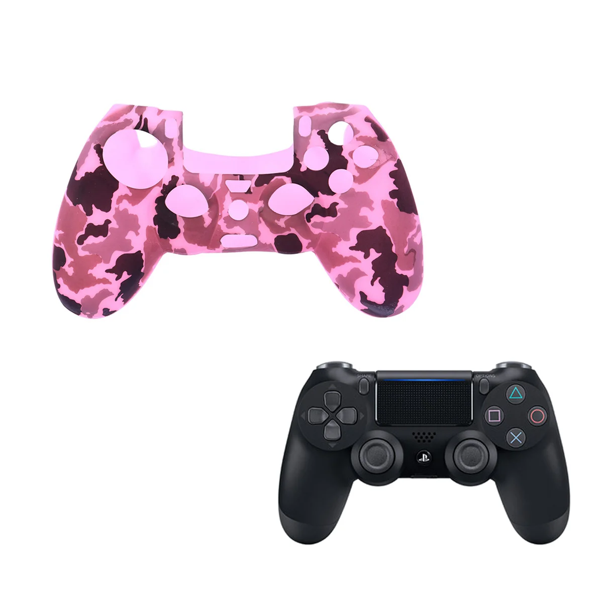 Silicone Rubber Protective Grip Cover Case for 4 Controller(Camouflage Rosy) accessories controller accessories    controller