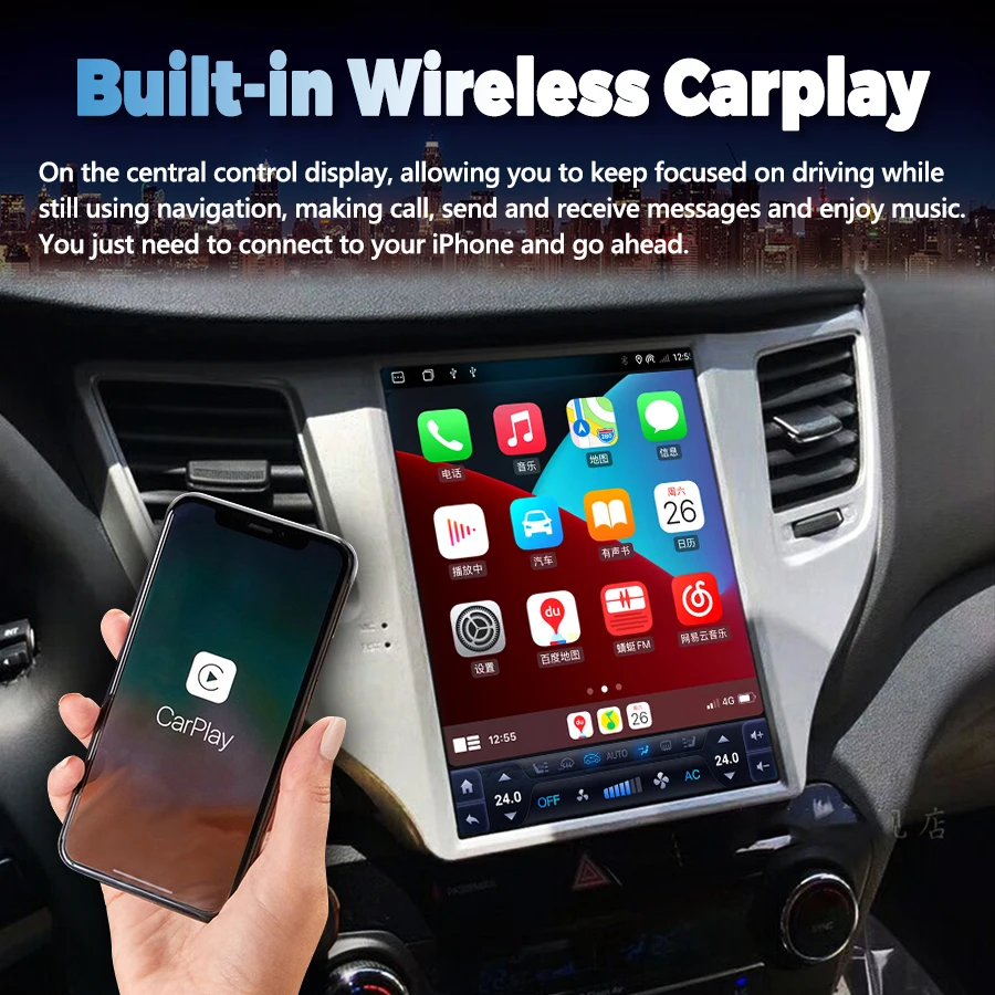 9.7inch Android 14 Vertical Screen For Hyundai Tucson 2017 2016 Car Radio Multimedia Video Player DSP GPS Navigation 2Din Stereo