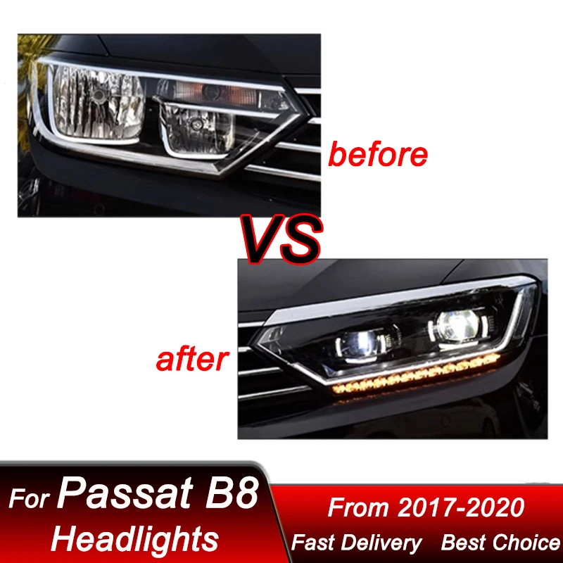 Car Headlights For Volkswagen Passat Magotan B8 2017-2020 to high full LED Auto Headlamp Assembly Projector Lens Accessories Kit