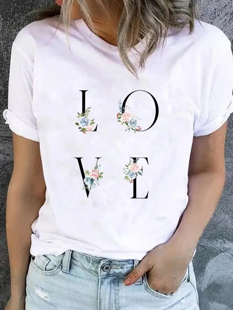 

Love Letter Beach Travel Women Fashion Summer Clothes Print T Shirt Clothing Top Short Sleeve Basic Tee Graphic T-shirts