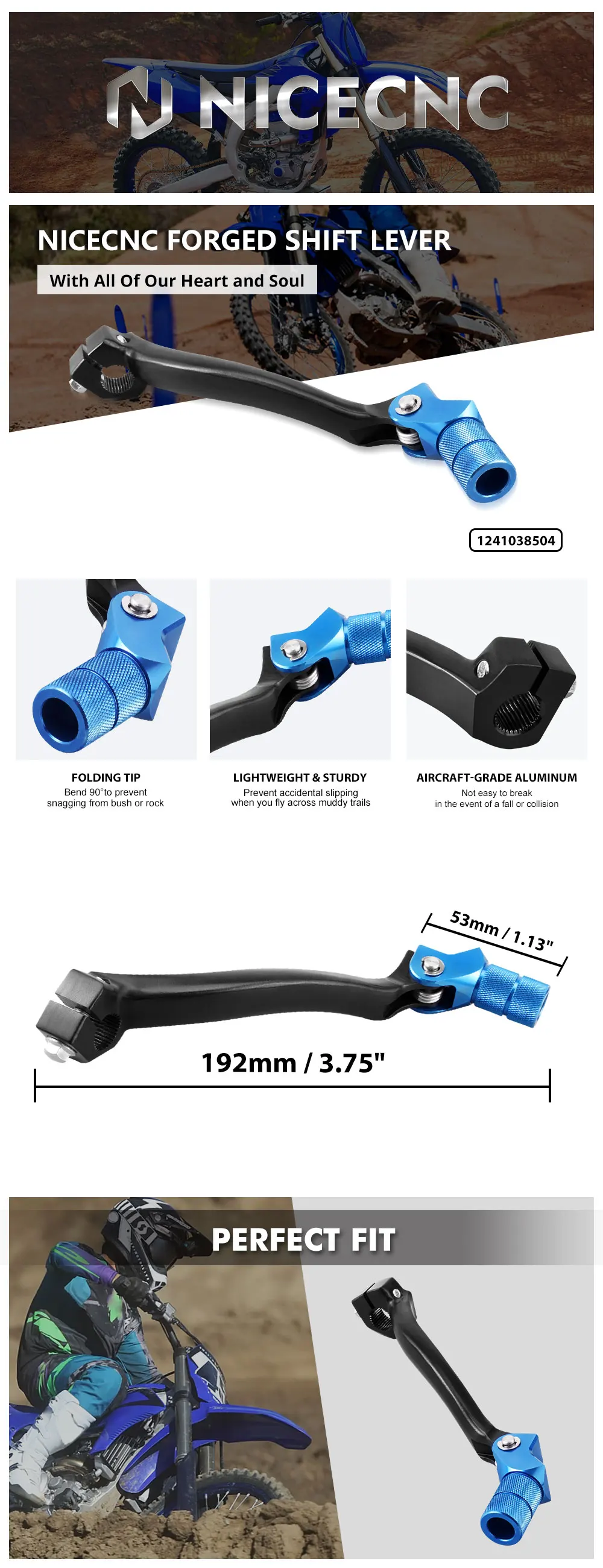 NICECNC Für Yamaha YZ250F 2014–2023, YZ250FX 2016–2023, 2022, WR250F 2020–2023, YZF WRF 250, geschmiedeter Bremspedalhebel, Schalthebel – Detail 7