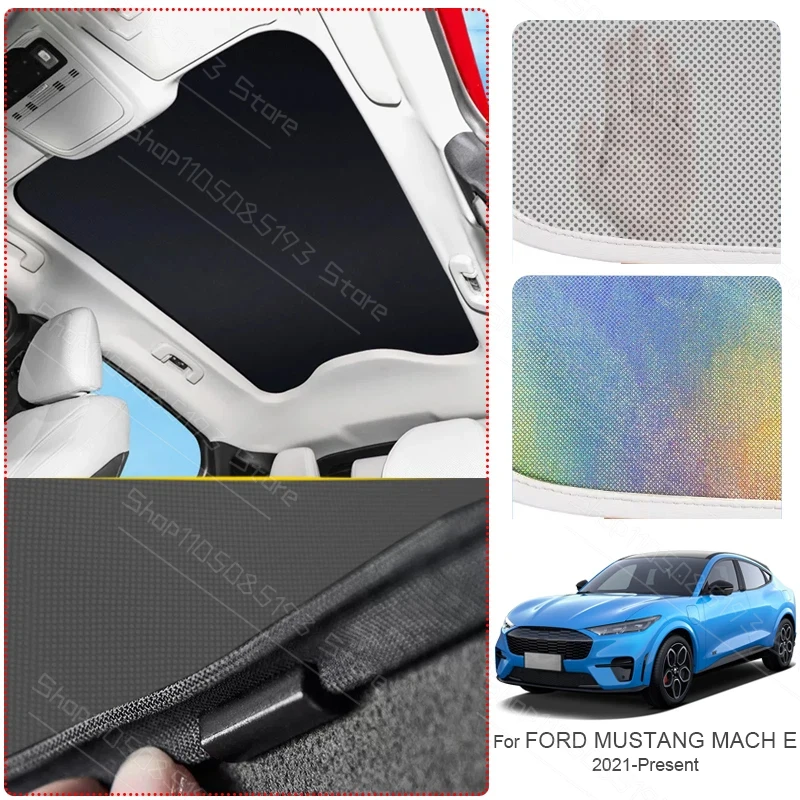 Car Sunroof Sunshade Cover For FORD MUSTANG MACH E 2021-2026 Colorful Ice Nano Heat Insulation Skylight Anti-UV Auto Accessories