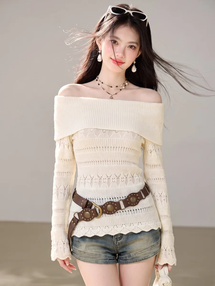 Elegant Long Sleeve Knitted Top Women's Slim Fit Fashionable Ageless  Color One Shoulder Design Autumn Wear Premium Quality