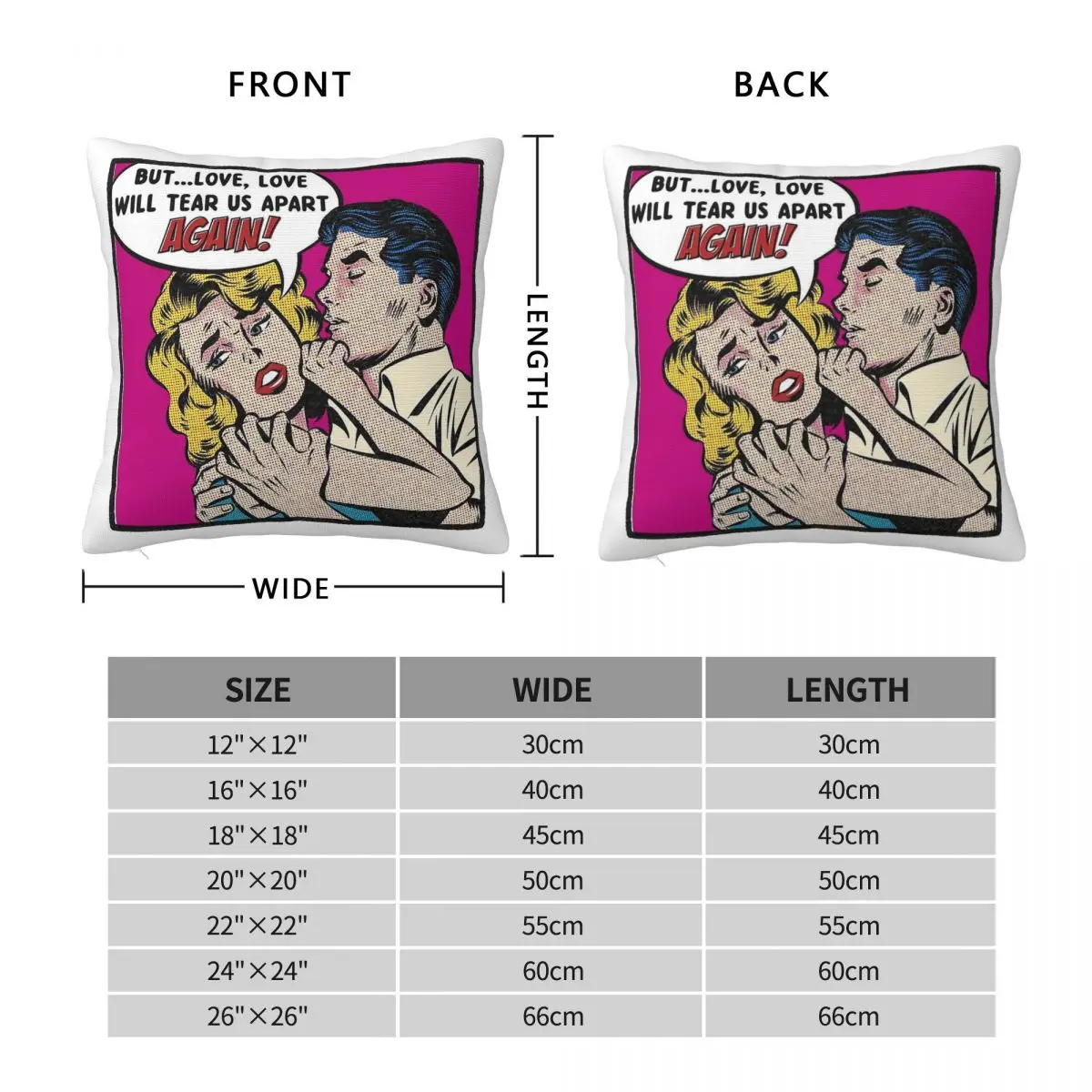 Joy Division Love Will Tear Us Apart Square Pillowcase Polyester Linen Velvet Creative Zip Decor Throw Pillow Case Home Cover