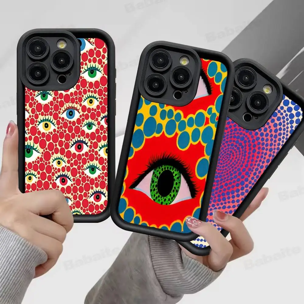 Yellow Dots Yayoi Kusama Phone Case For iPhone 17 16 15 14 13 12 11 Pro Max Plus Mini Luck Cover