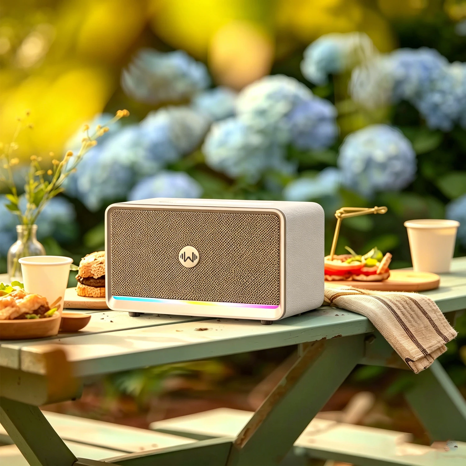 

Беспроводная Bluetooth-колонка 120 Вт для дома и улицы, 210 Вт макс., с глубокими басами, входами AUX/TF/USB для пикника и вечеринок, цвет кремовый