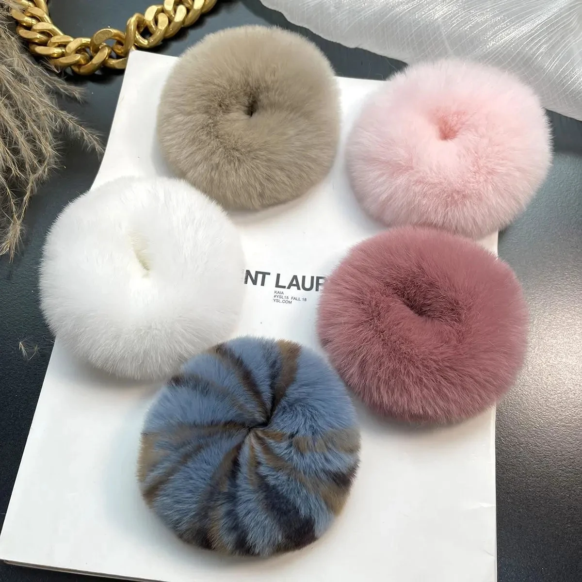 Women Cute Rabbit Fur Headbands Elegant Simple Personality Hair Rope Girl Korean Elastic Rubber Bands Fashion Hair Accessories