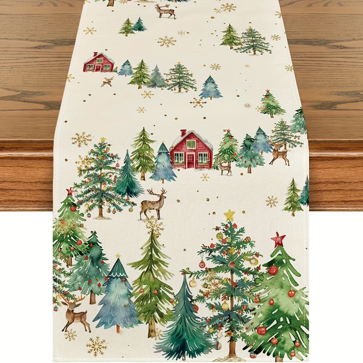 Christmas Tree Table Runner Christmas Tree Silhouette Table Runner, 1pc Seasonal Winter Kitchen Home Party Decoration
