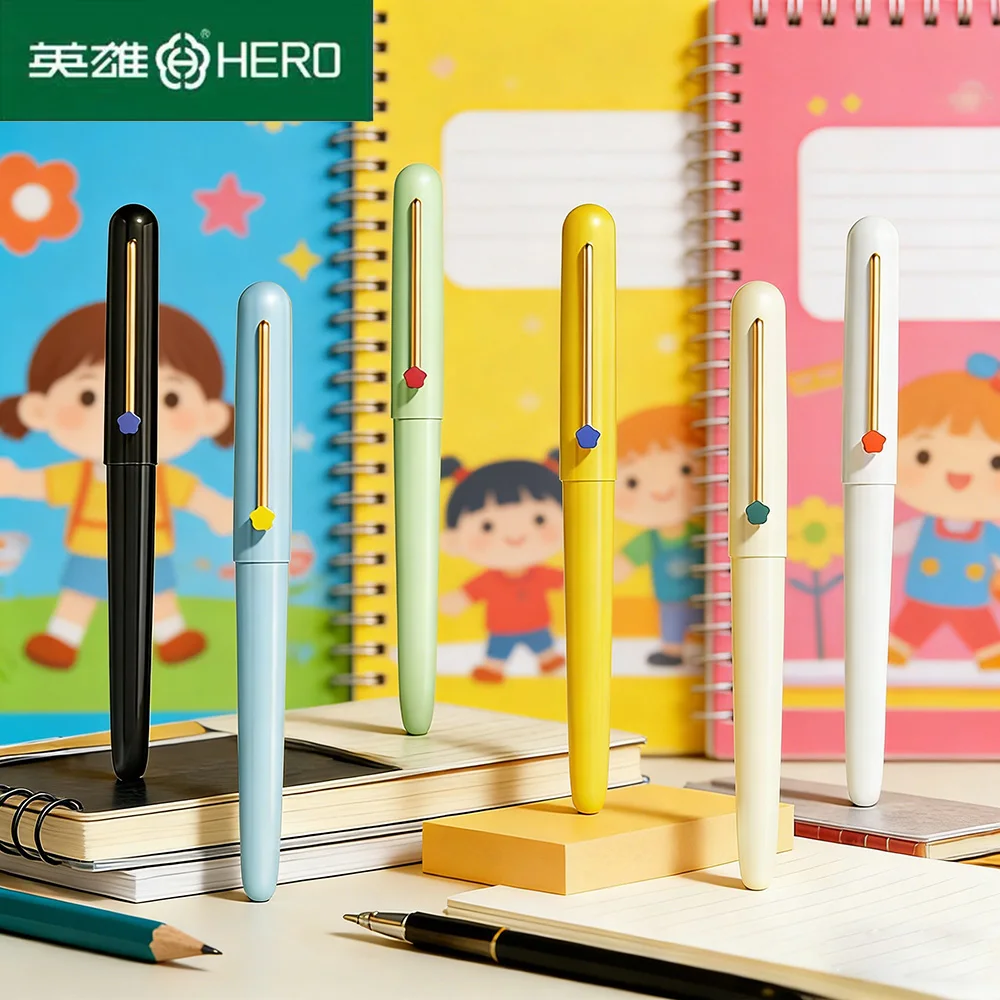 

HERO New 616 Classic Fountain Pen Set 6 Assorted Colors Iridium Nib Smooth Writing Magnetic Cap for Students Calligraphy Office