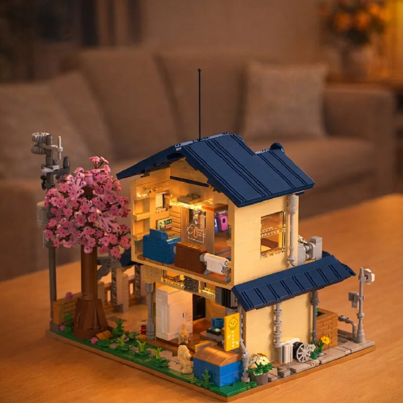 1935pcs Japanese Street Scene Building Blocks Set Sakura Town Villa Model Educational Toy for Children Gift Idea