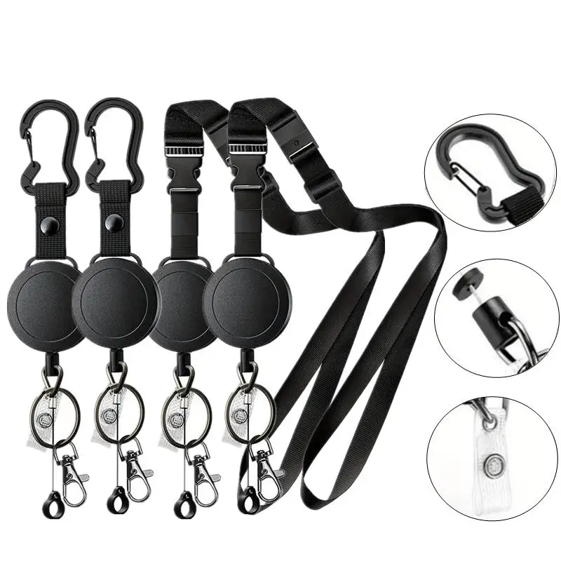 Badge Reel ABS Plastic Name Tag Holder Belt Keychain Retractable ID Lanyard For Security Personnel Hospital Student ID