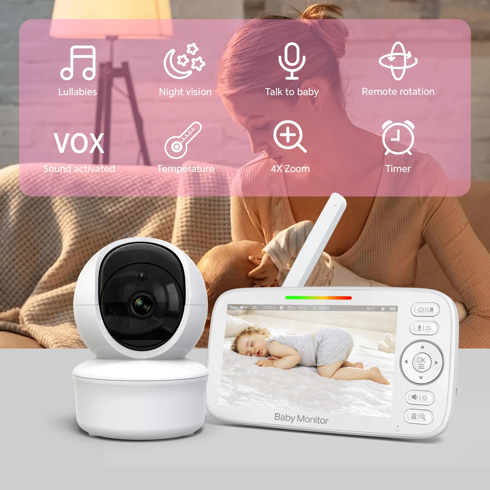 5 inch HD 720P babyfooncamera - Baby Monitor Sensor recensie en prijs
